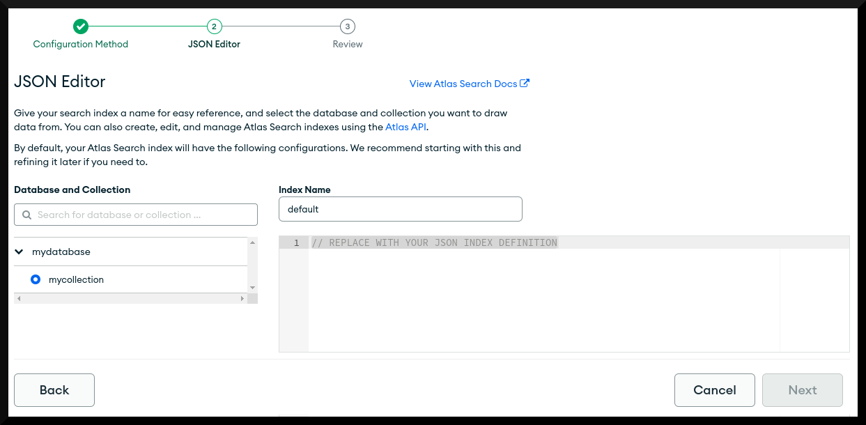 Atlas Search - JSON definition